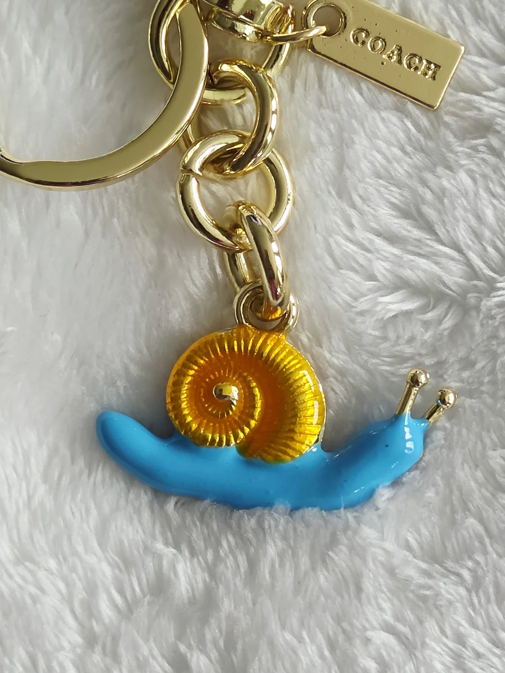 C Logo Blue & Yellow Enamel Snail Keychain Bag Charm